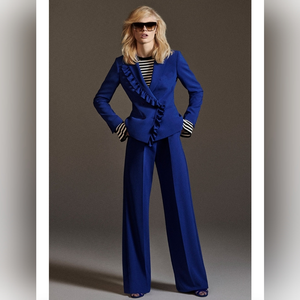 Max Mara Ruffle Blue Blazer